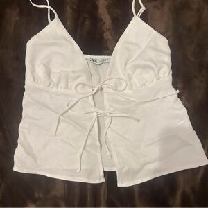 Zara Double Lace Up Open Front Tank Top Blouse